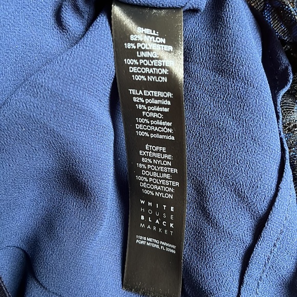 WHBM - blue with black lace off the shoulder top - Picture 6 of 6